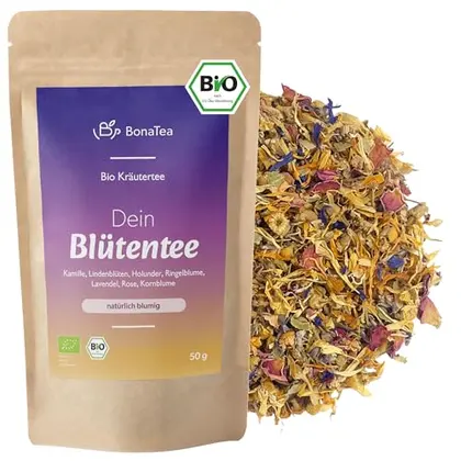 BonaTea Bio-Blütentee mit Linde, Holunder und Ringelblume