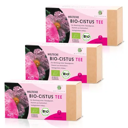 Weltecke Bio-Zistrosen-Tee — 3 × 25 Teebeutel, ohne künstliche Aromen und Zucker